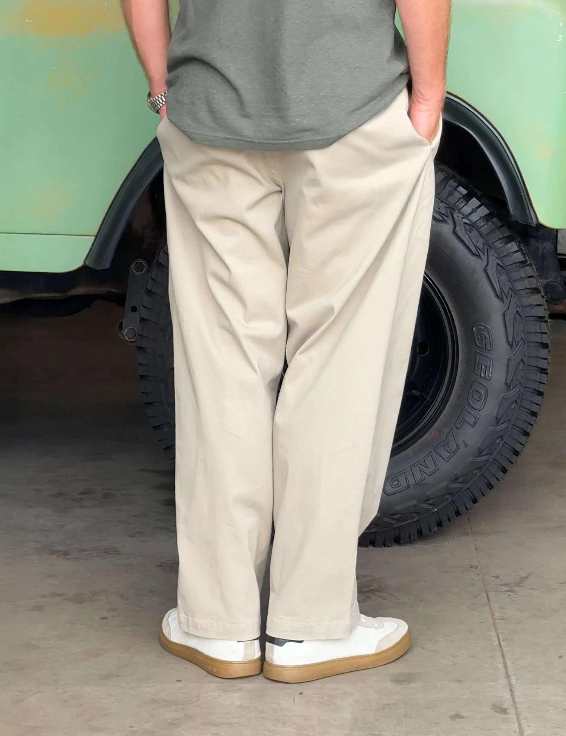 Brooklyn Pleated Pant - Stone - Image 4