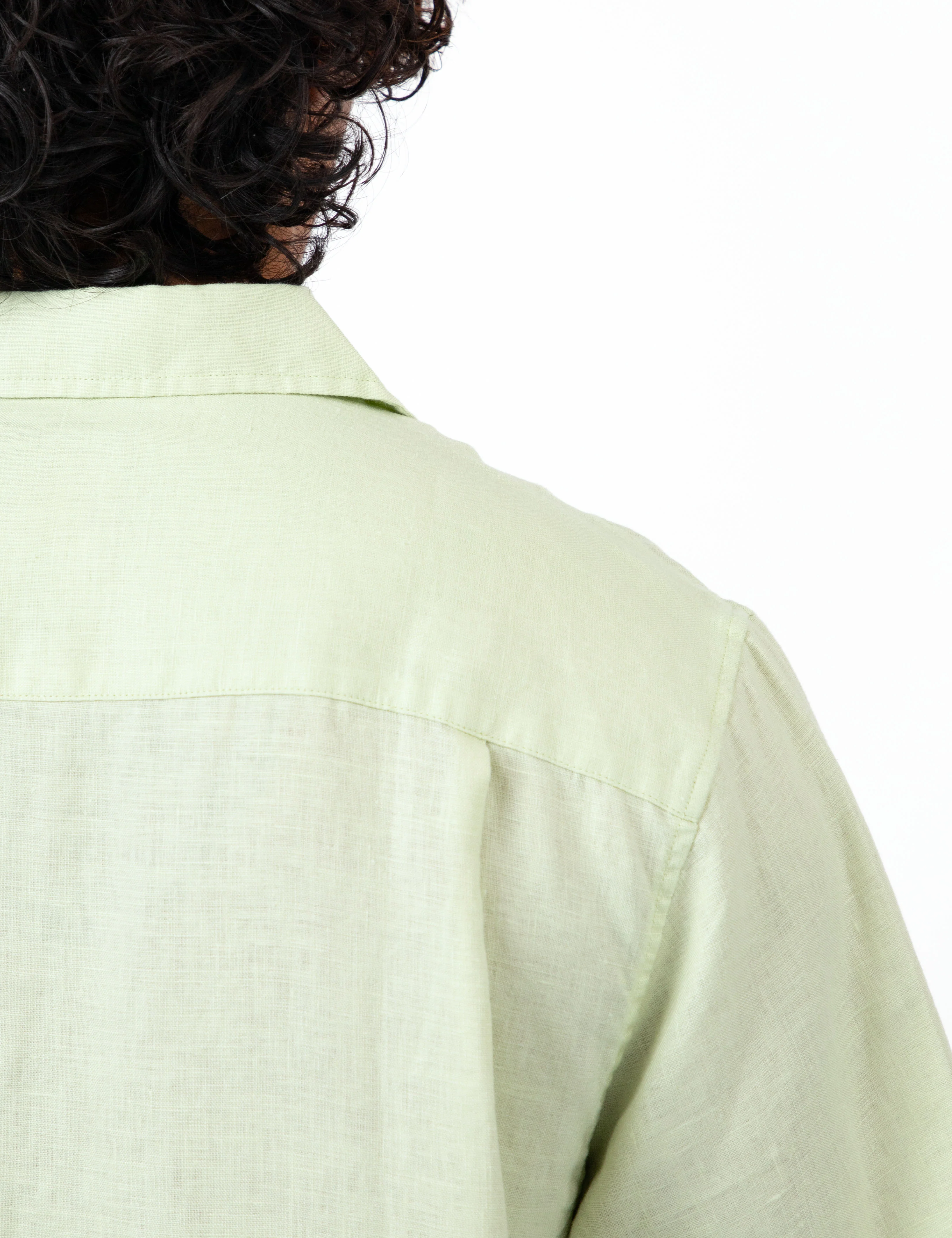 Cuban Linen Short Sleeve Shirt - Fog Green - Image 15