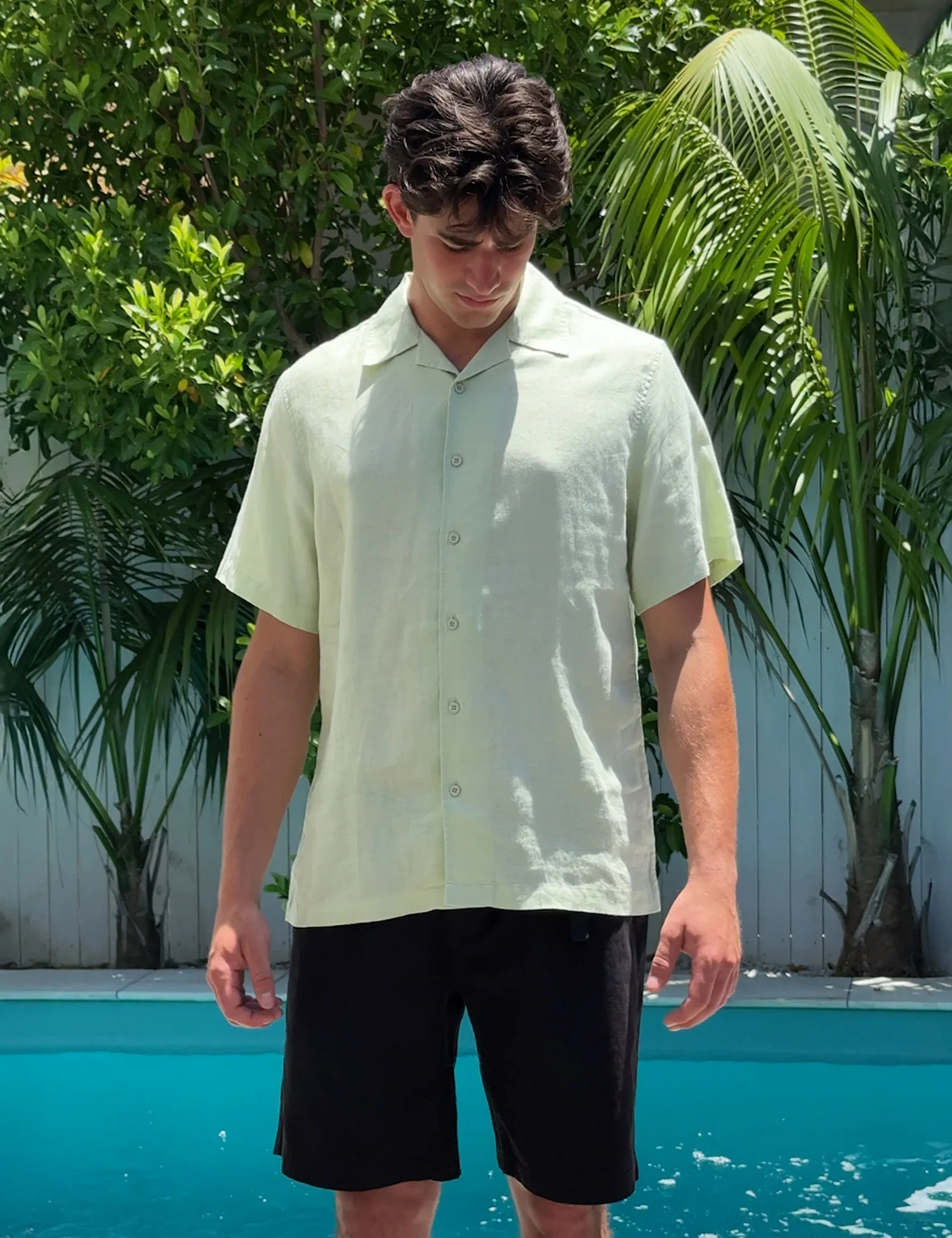 Cuban Linen Short Sleeve Shirt - Fog Green - Image 16