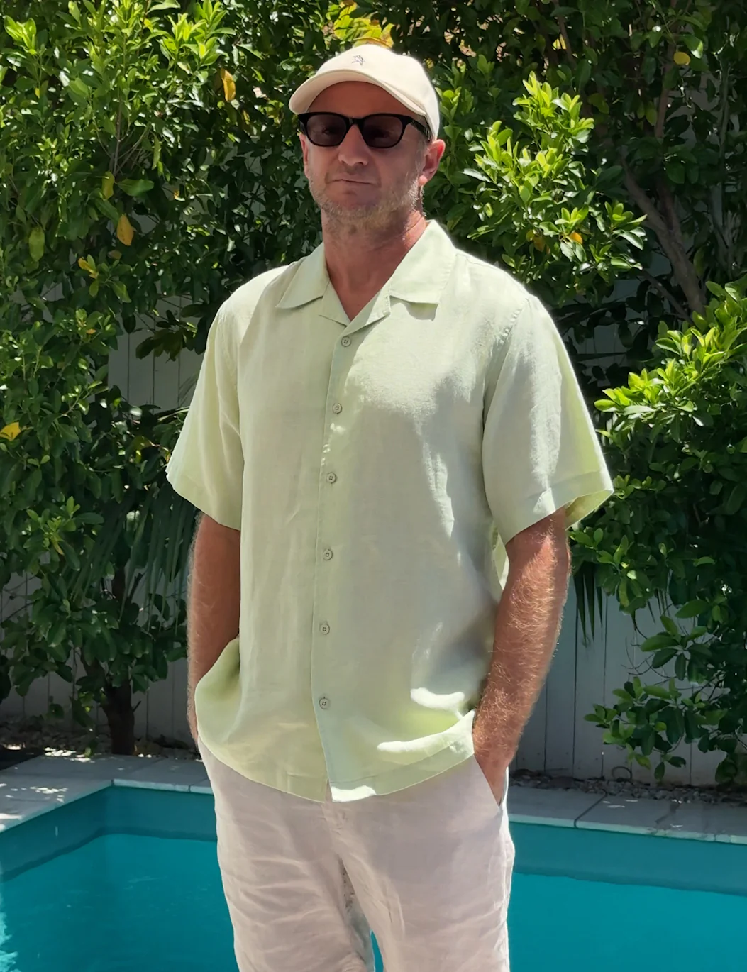 Cuban Linen Short Sleeve Shirt - Fog Green - Image 8