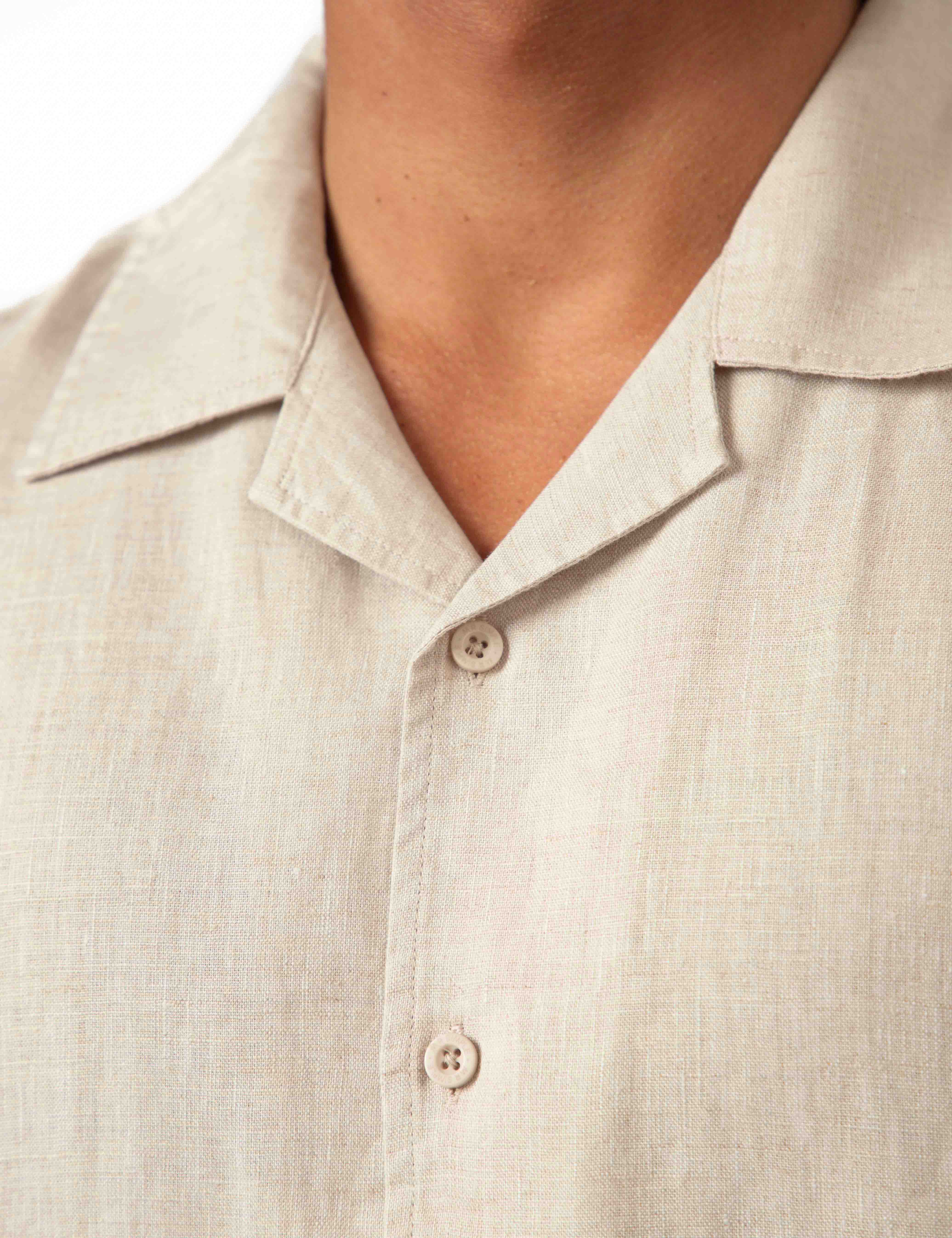 Cuban Linen Short Sleeve Shirt - Natural - Image 11