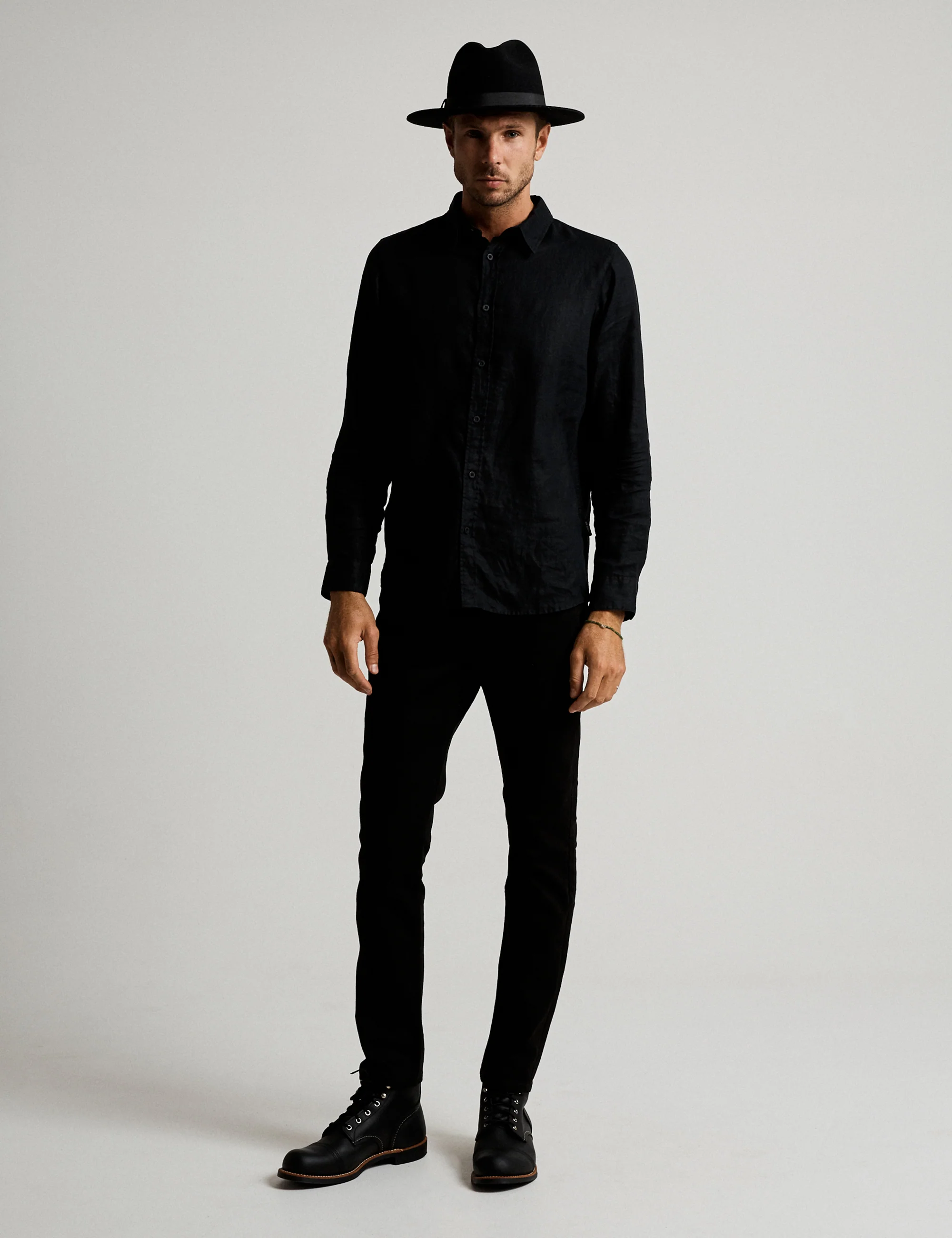 Linen Long Sleeve Shirt - Black - Image 7