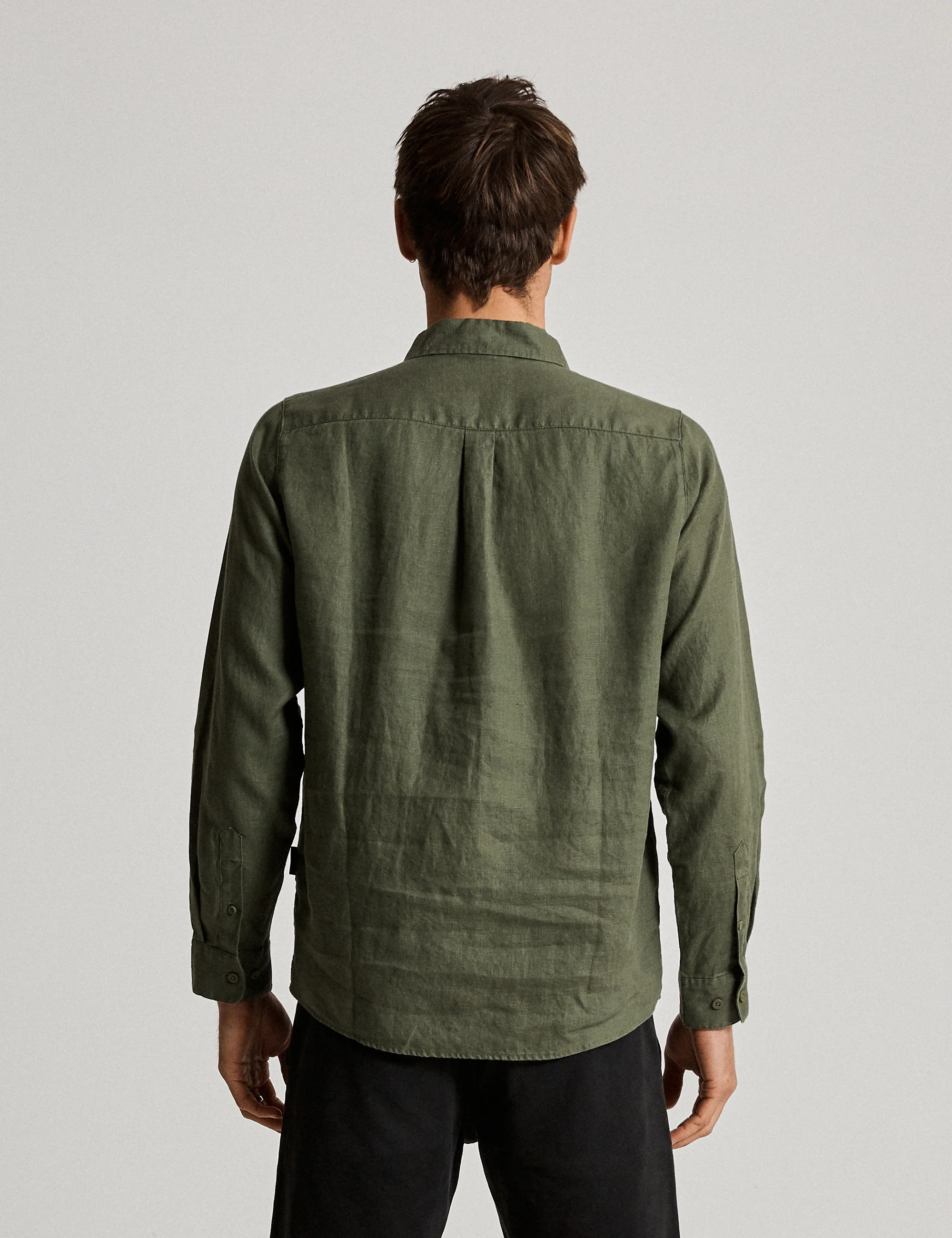 Linen Long Sleeve Shirt - Fatigue - Image 4