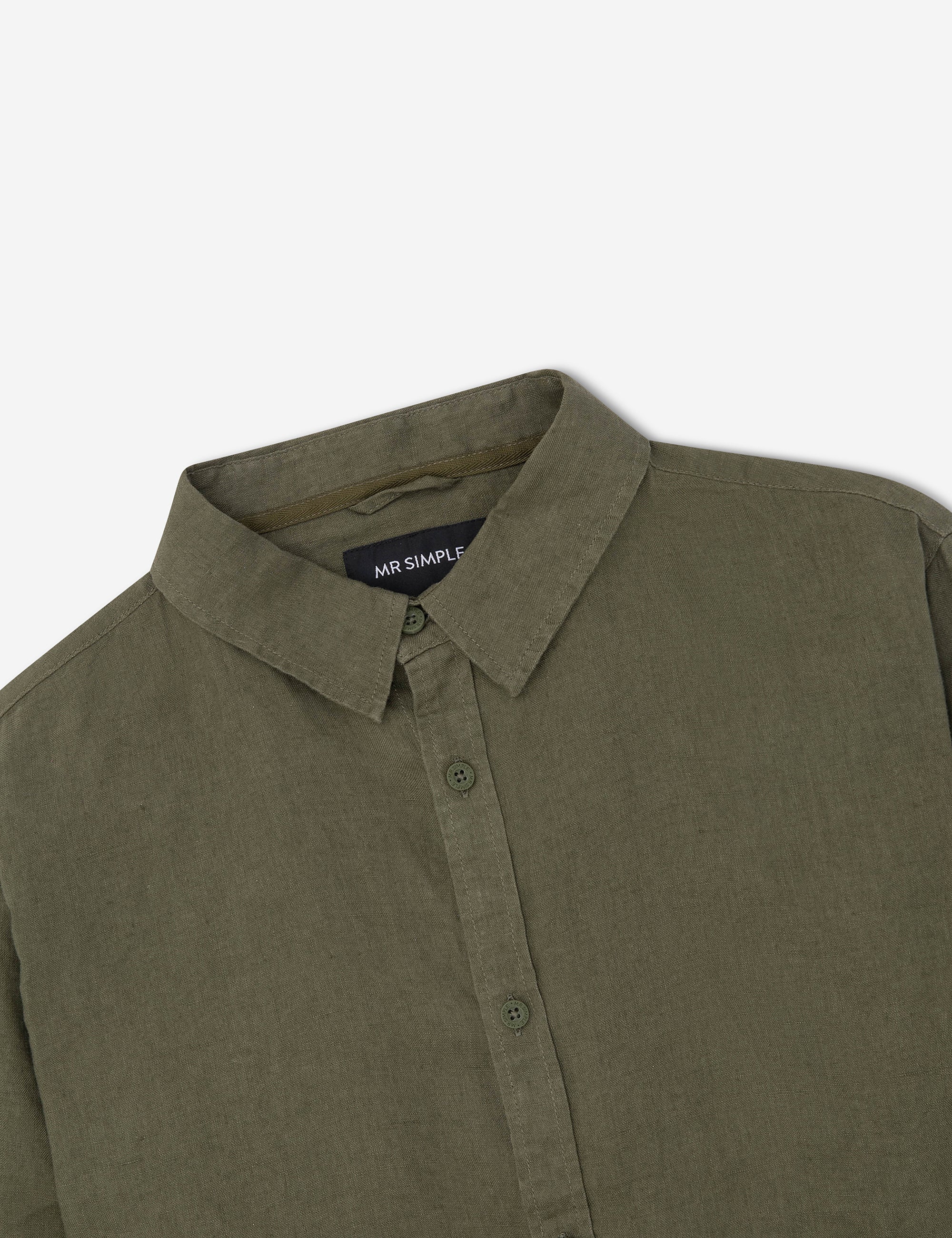 Linen Long Sleeve Shirt - Fatigue - Image 7