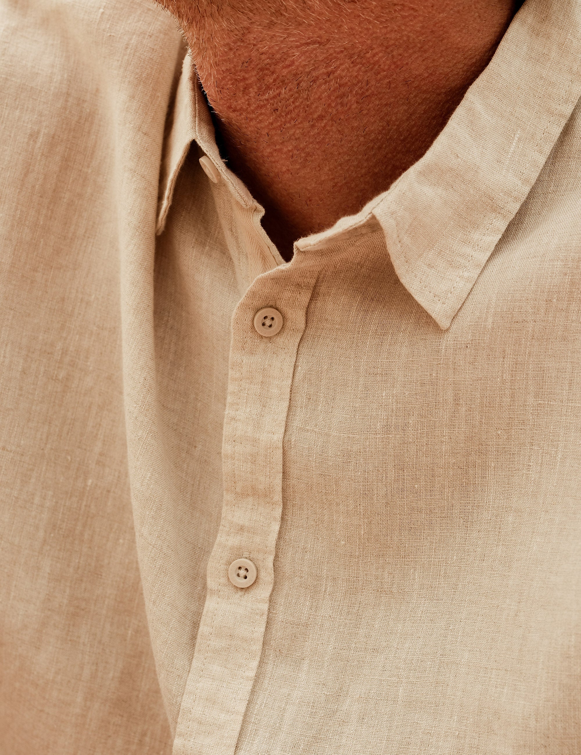 Linen Long Sleeve Shirt - Natural - Image 3