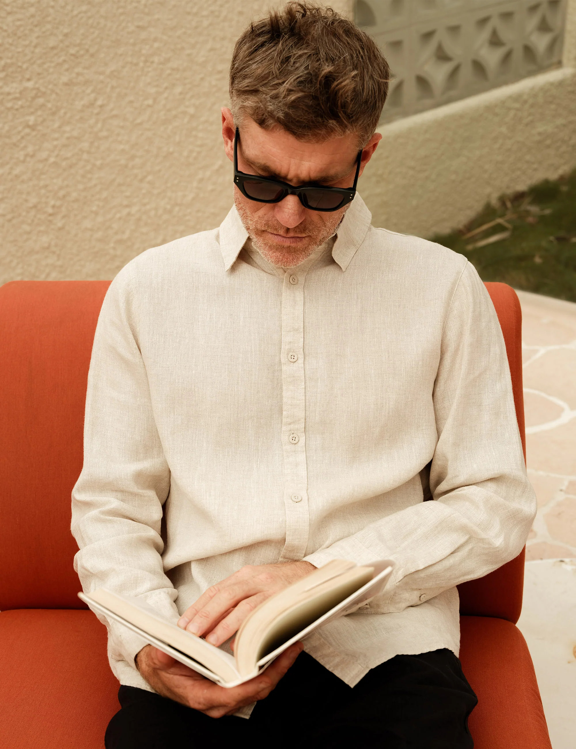 Linen Long Sleeve Shirt - Natural - Image 4