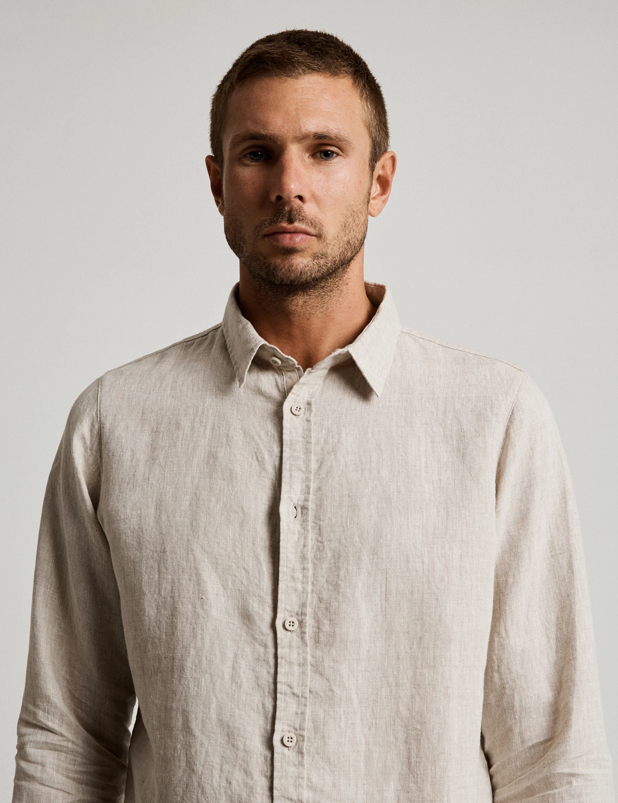 Linen Long Sleeve Shirt - Natural - Image 9