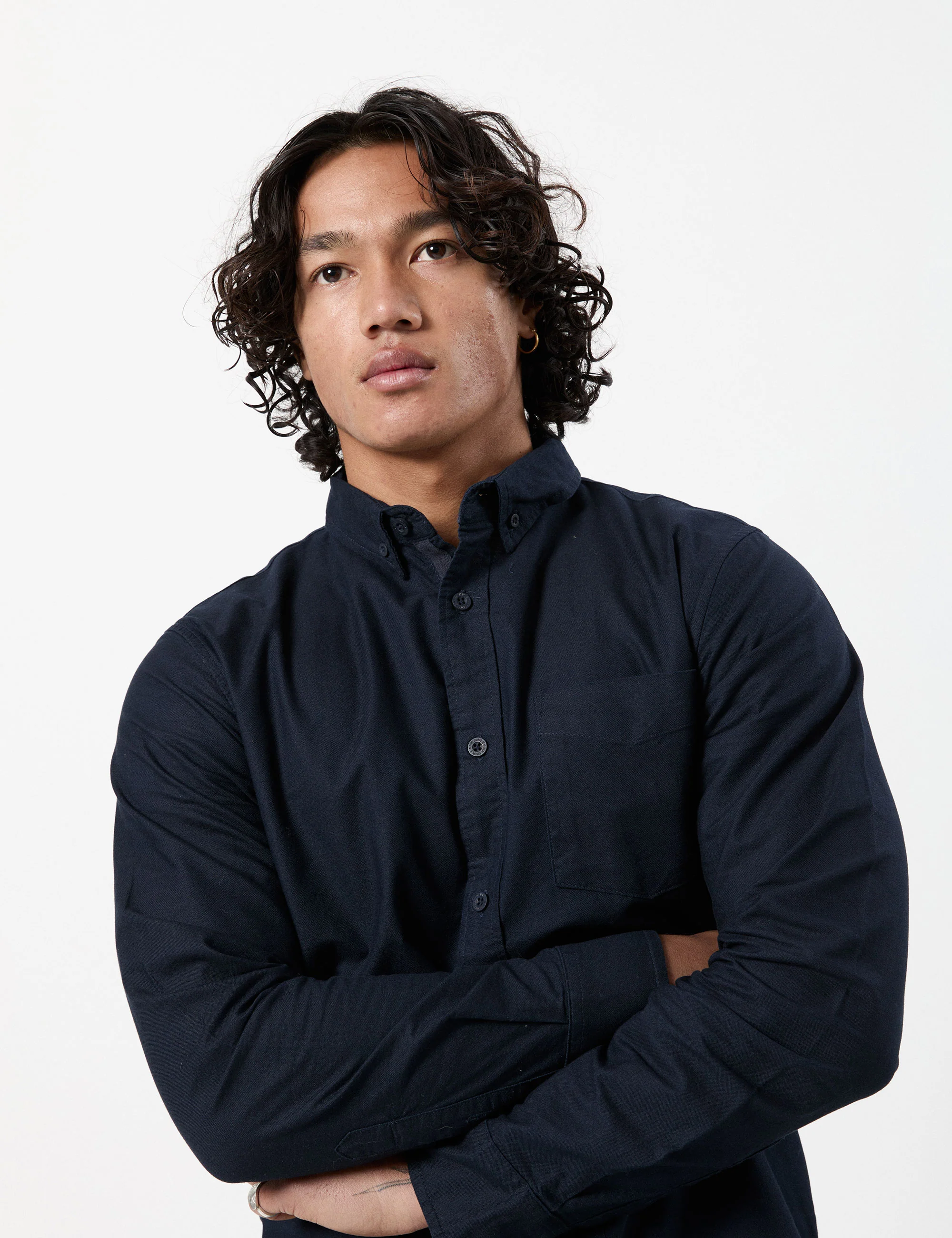 Oxford Long Sleeve Shirt - Navy - Image 12