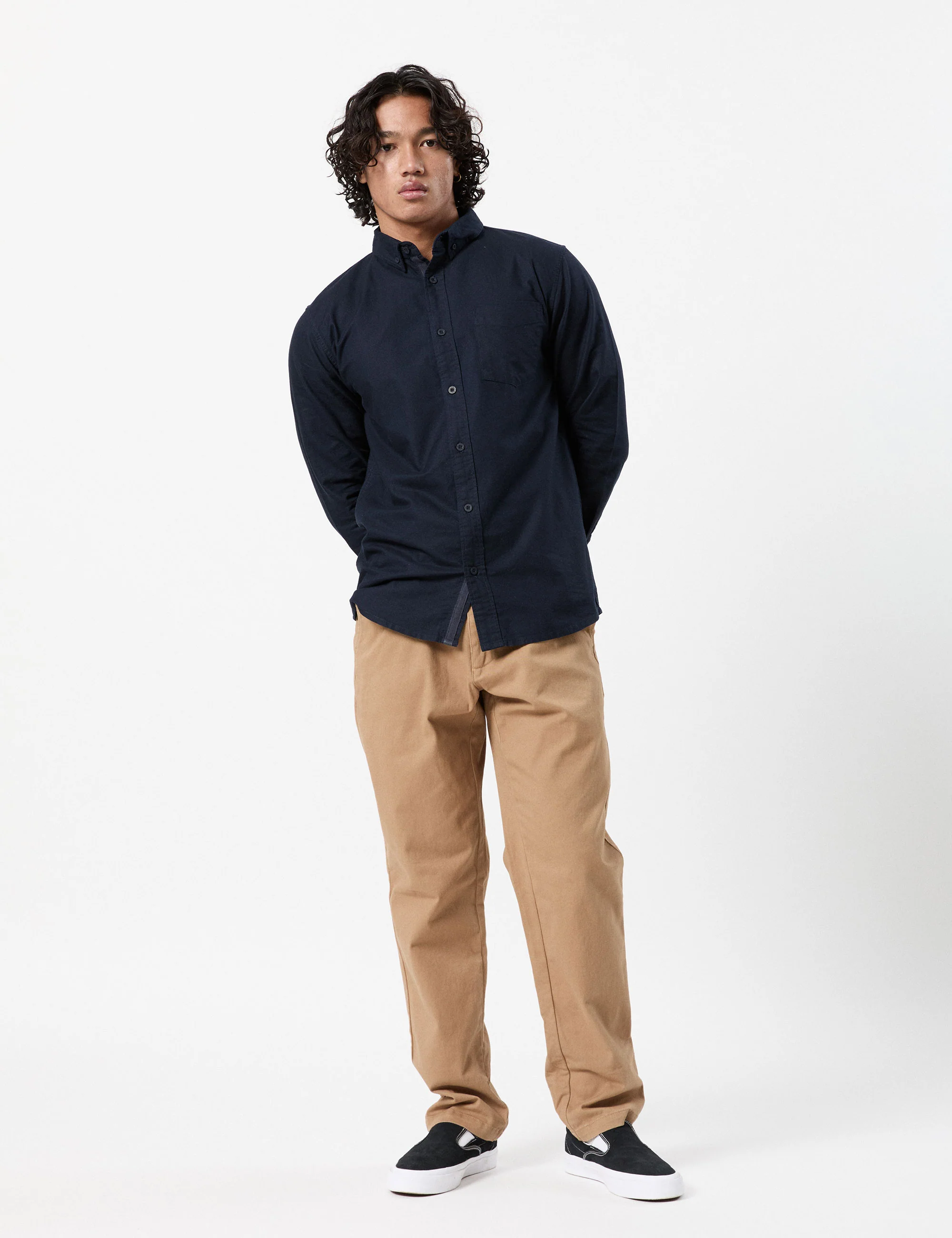 Oxford Long Sleeve Shirt - Navy - Image 6