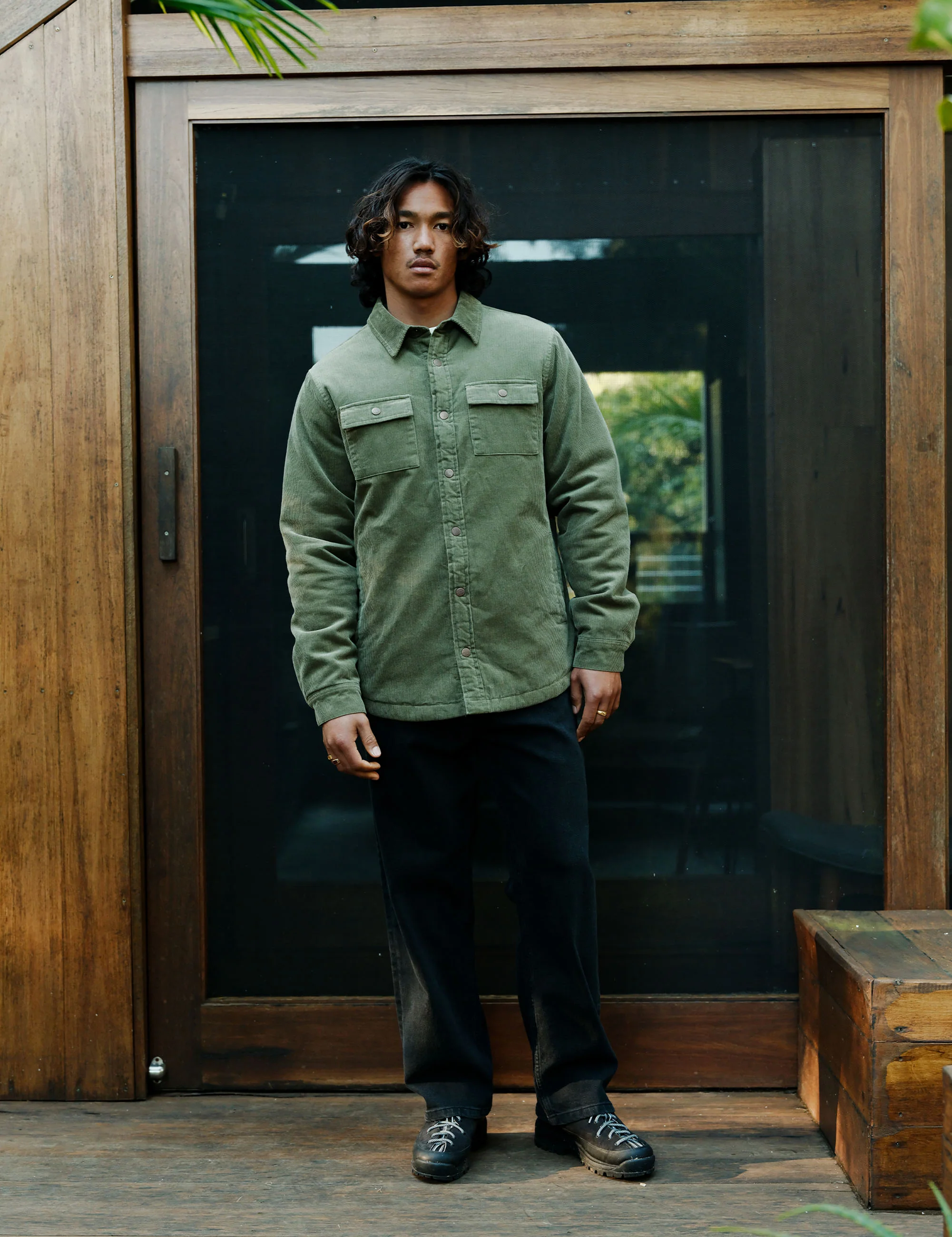 Quilted Cord Jacket - Army - Image 3
