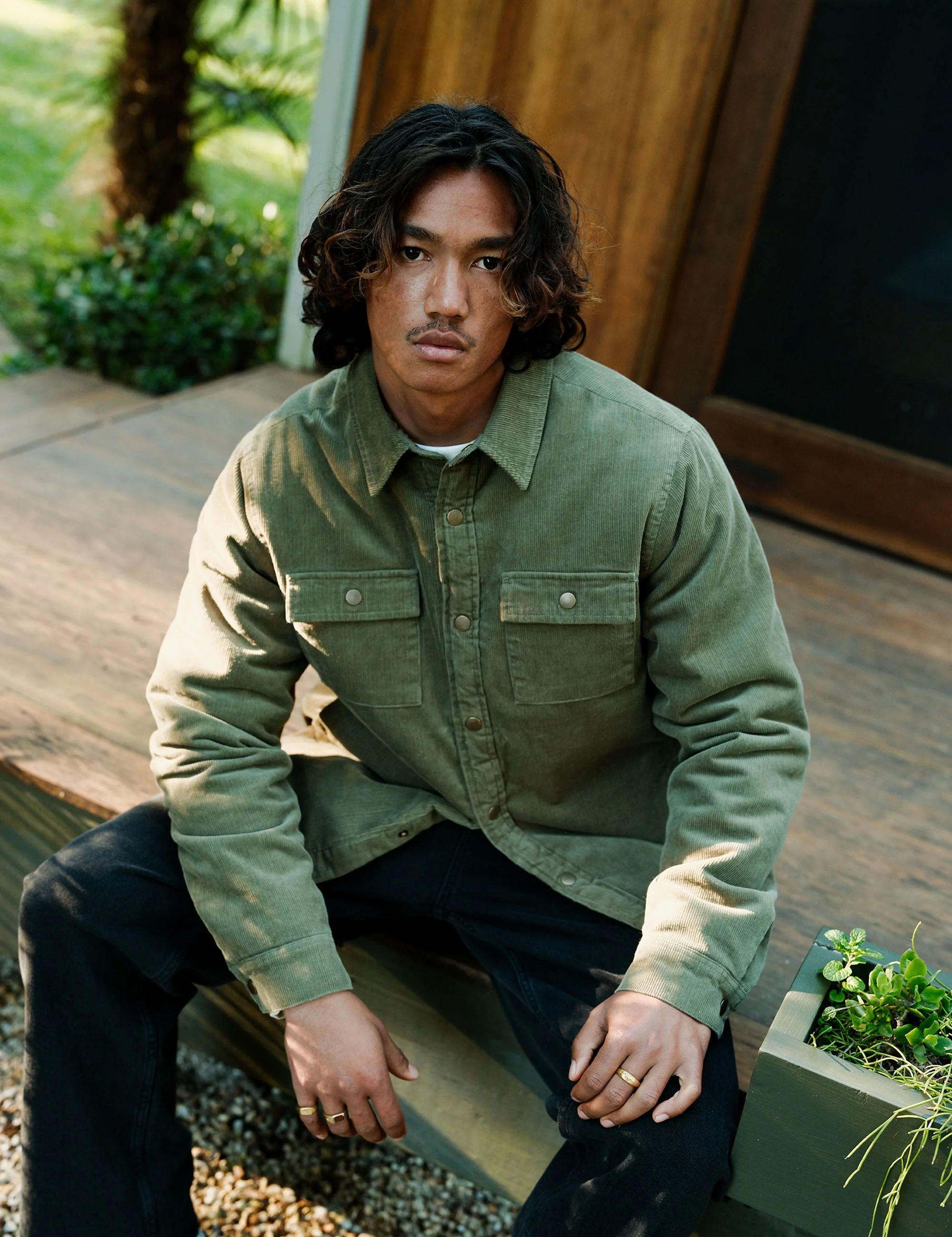 Quilted Cord Jacket - Army - Image 7