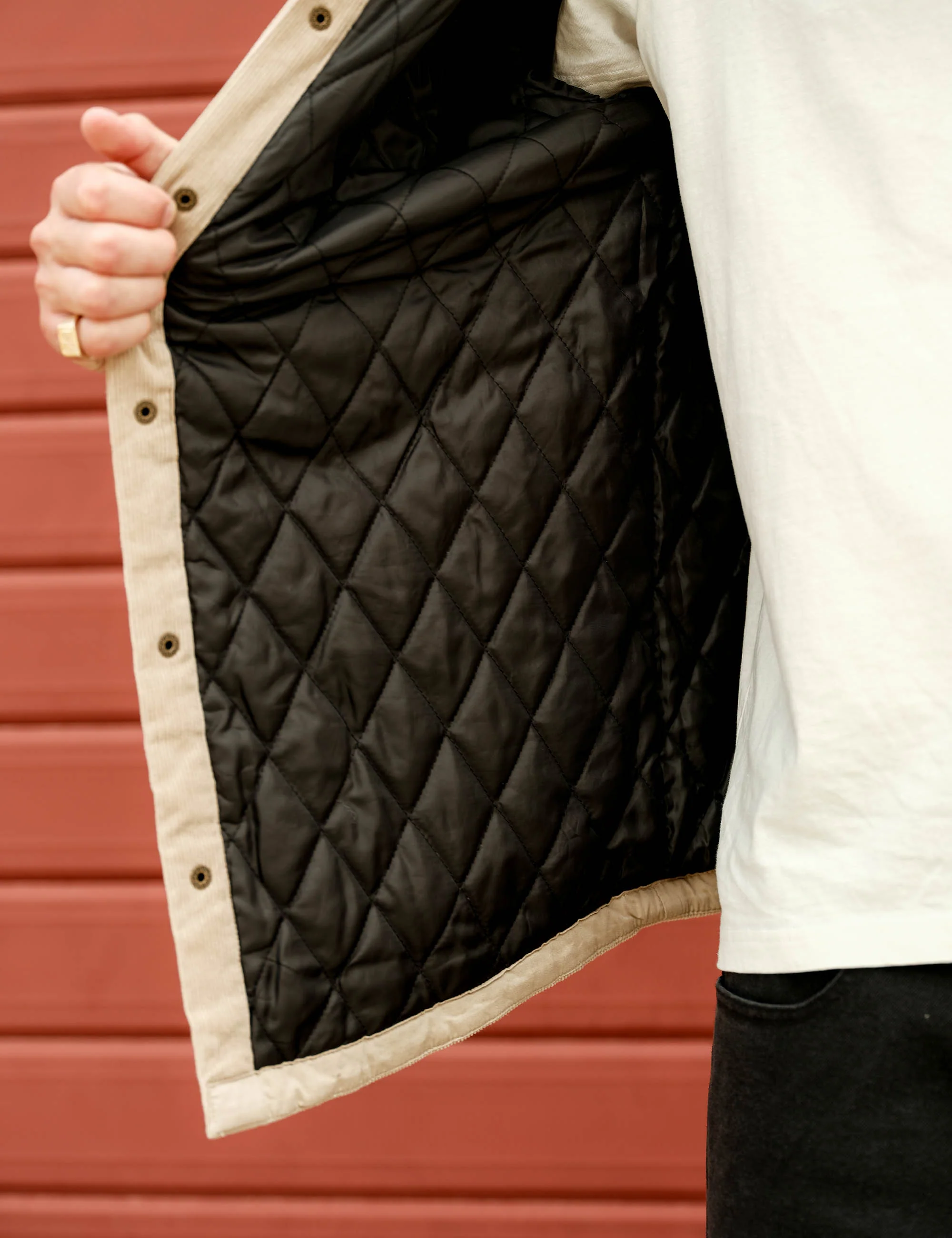 Quilted Cord Jacket - Stone - Image 3