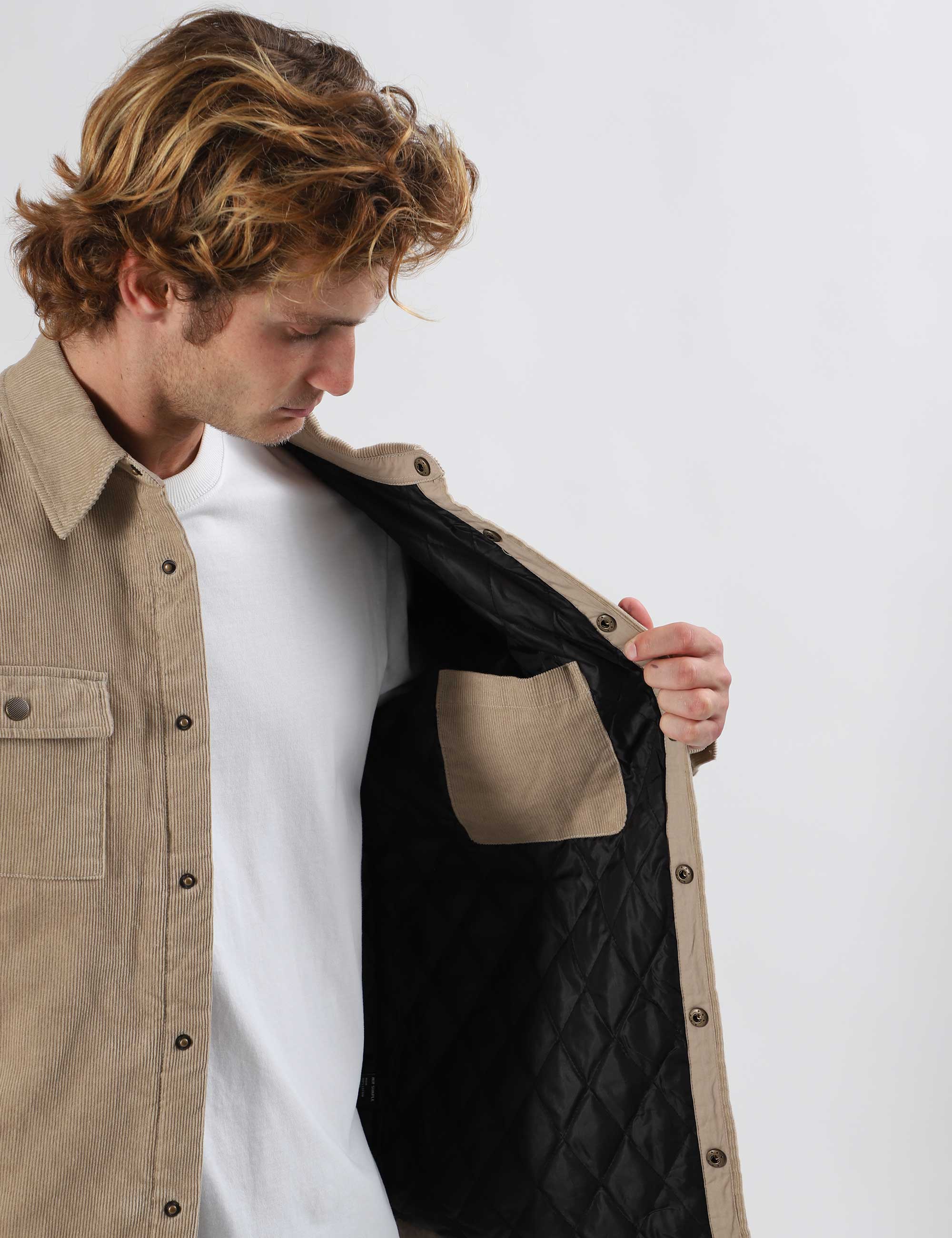 Quilted Cord Jacket - Stone - Image 8