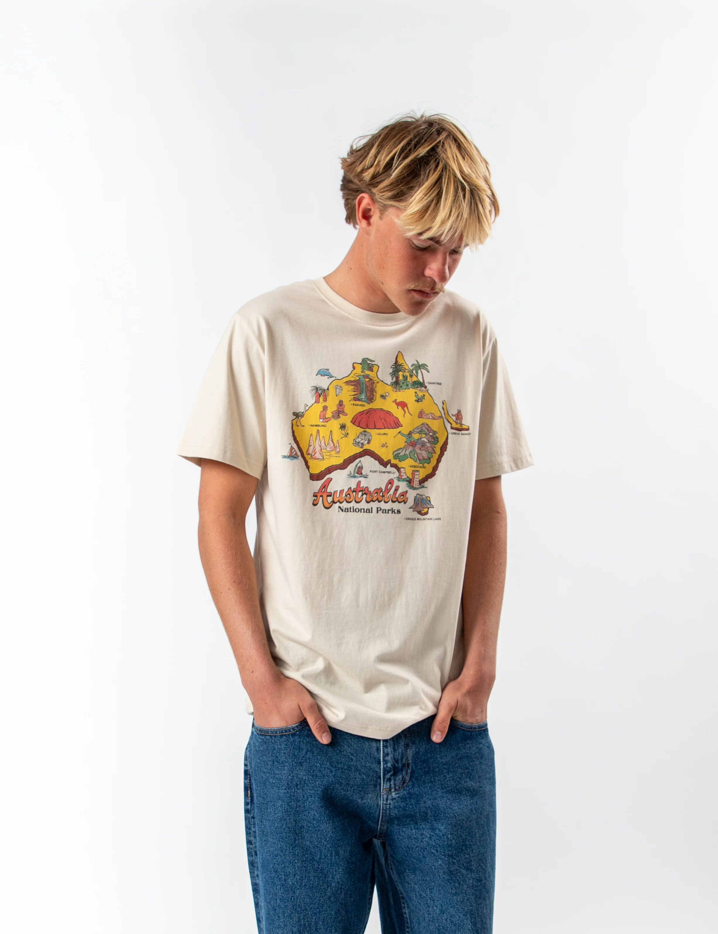 Reginald Organic Print Tee - Oz Tee Natural - Image 3