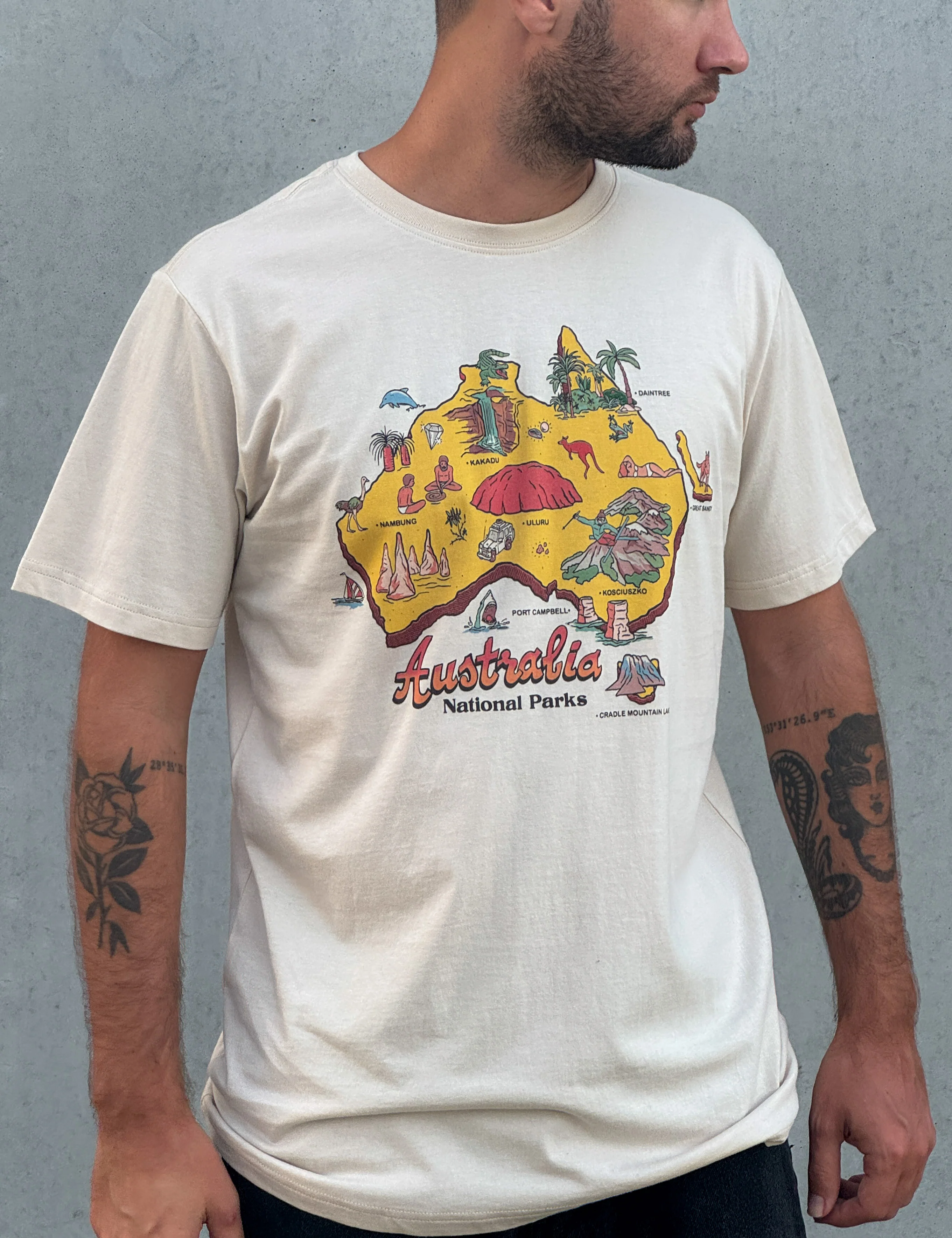 Reginald Organic Print Tee - Oz Tee Natural - Image 6