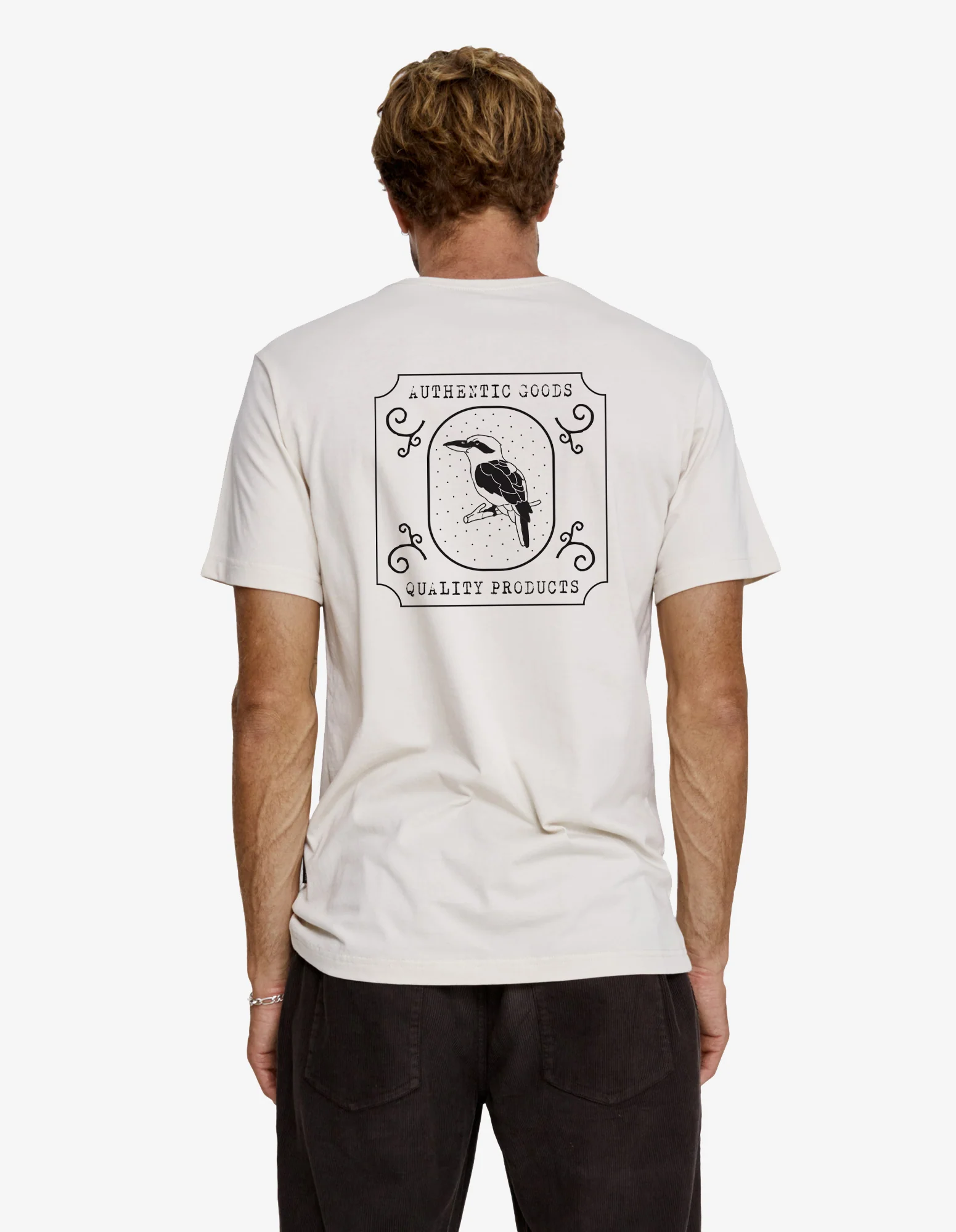 Reginald Organic Print Tee - Authentic Logo Natural - Image 5