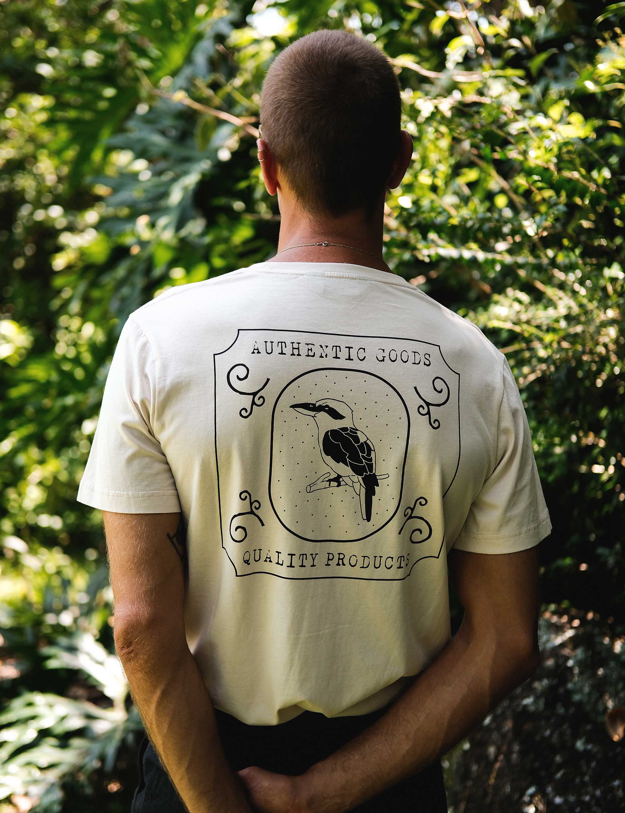 Reginald Organic Print Tee - Authentic Logo Natural - Image 9