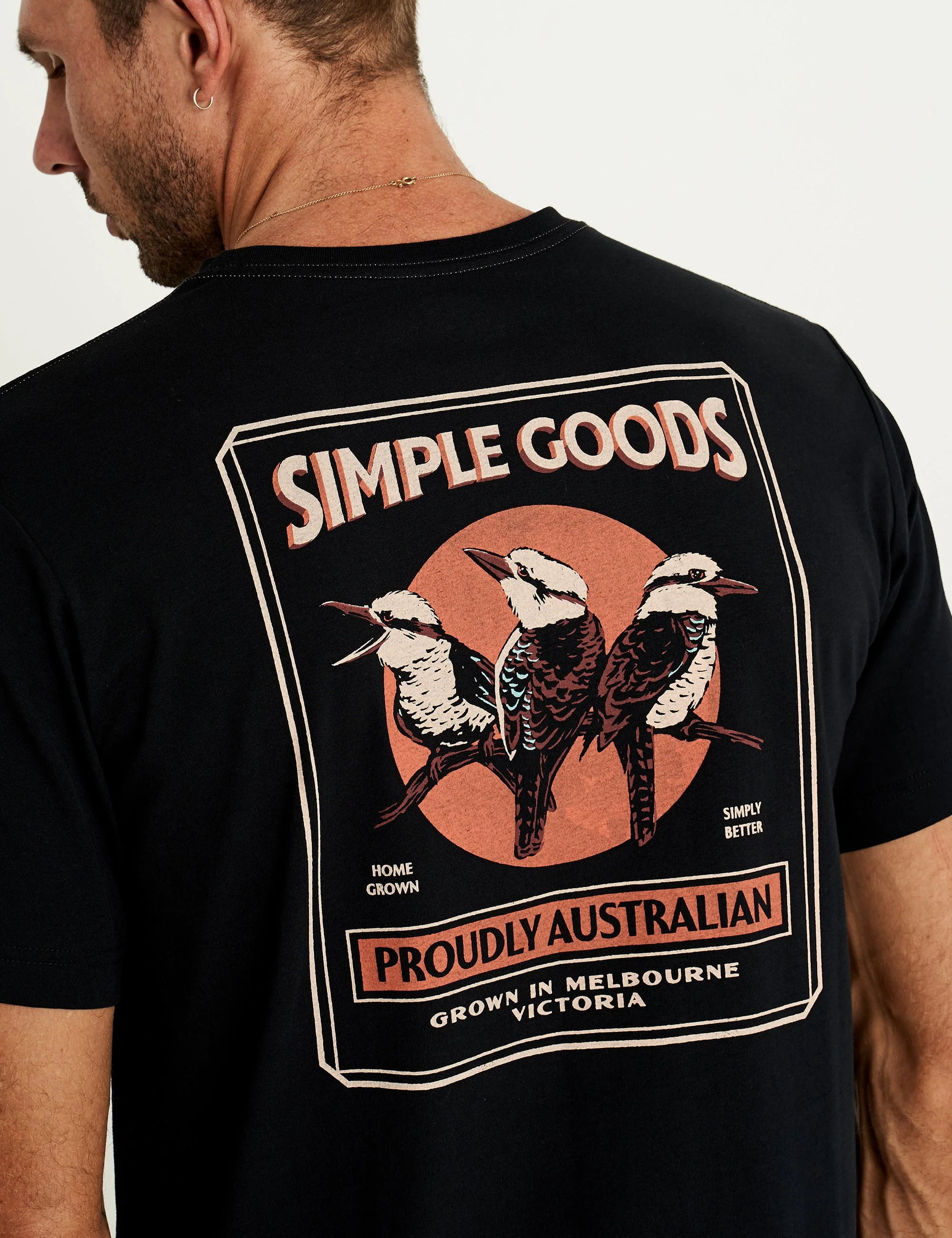Reginald Organic Print Tee - Kookaburra Tee Black - Image 4