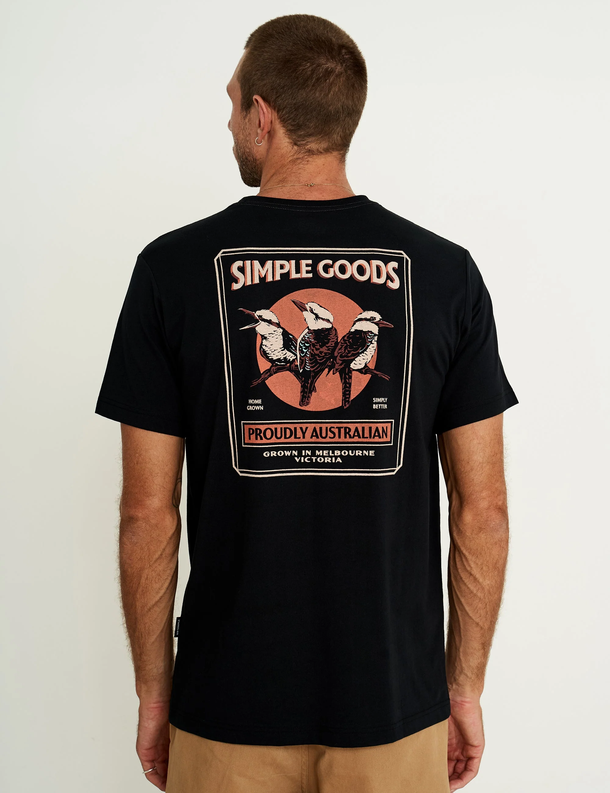 Reginald Organic Print Tee - Kookaburra Tee Black - Image 5