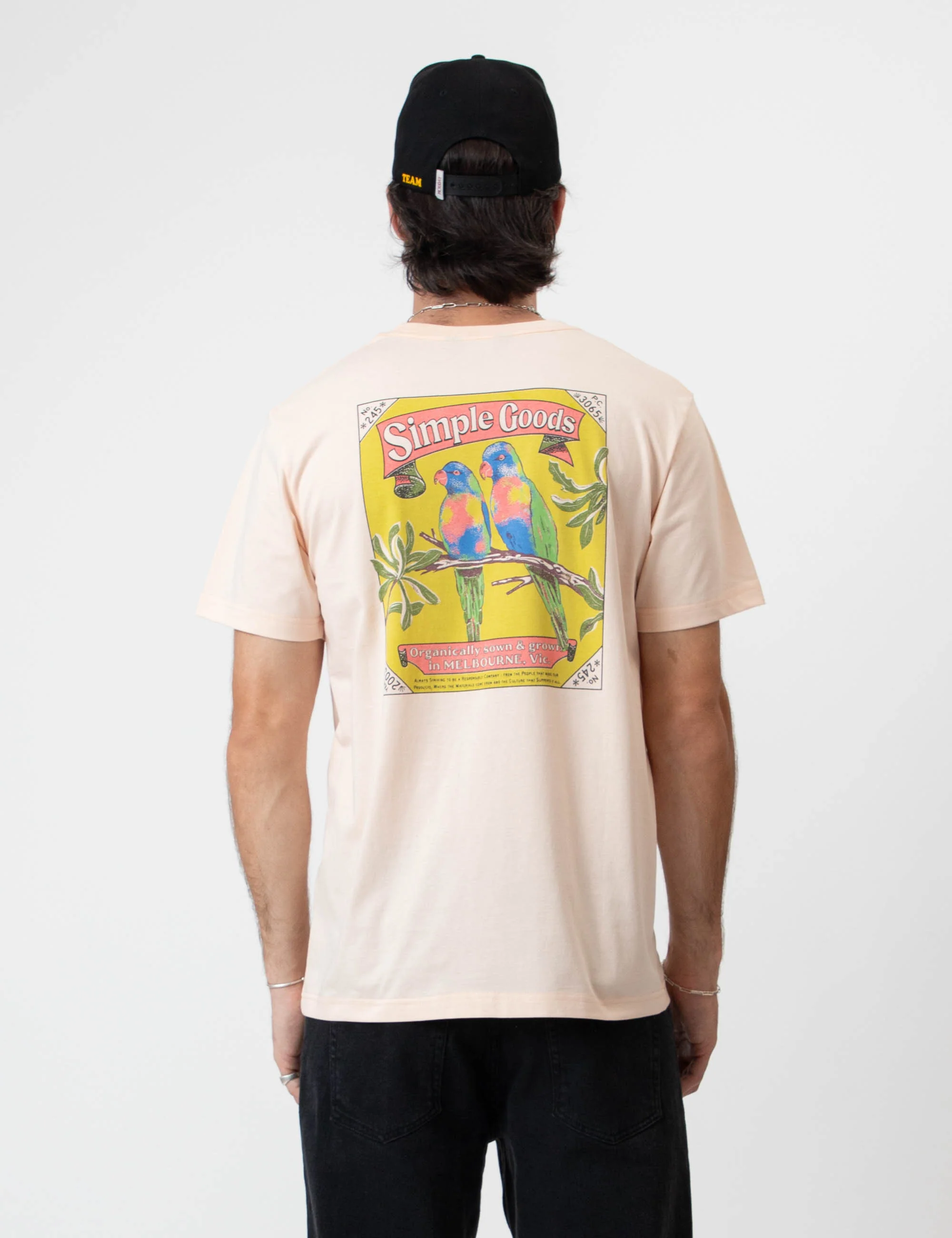 Reginald Organic Print Tee - Rosella Tee Snow Peach - Image 4