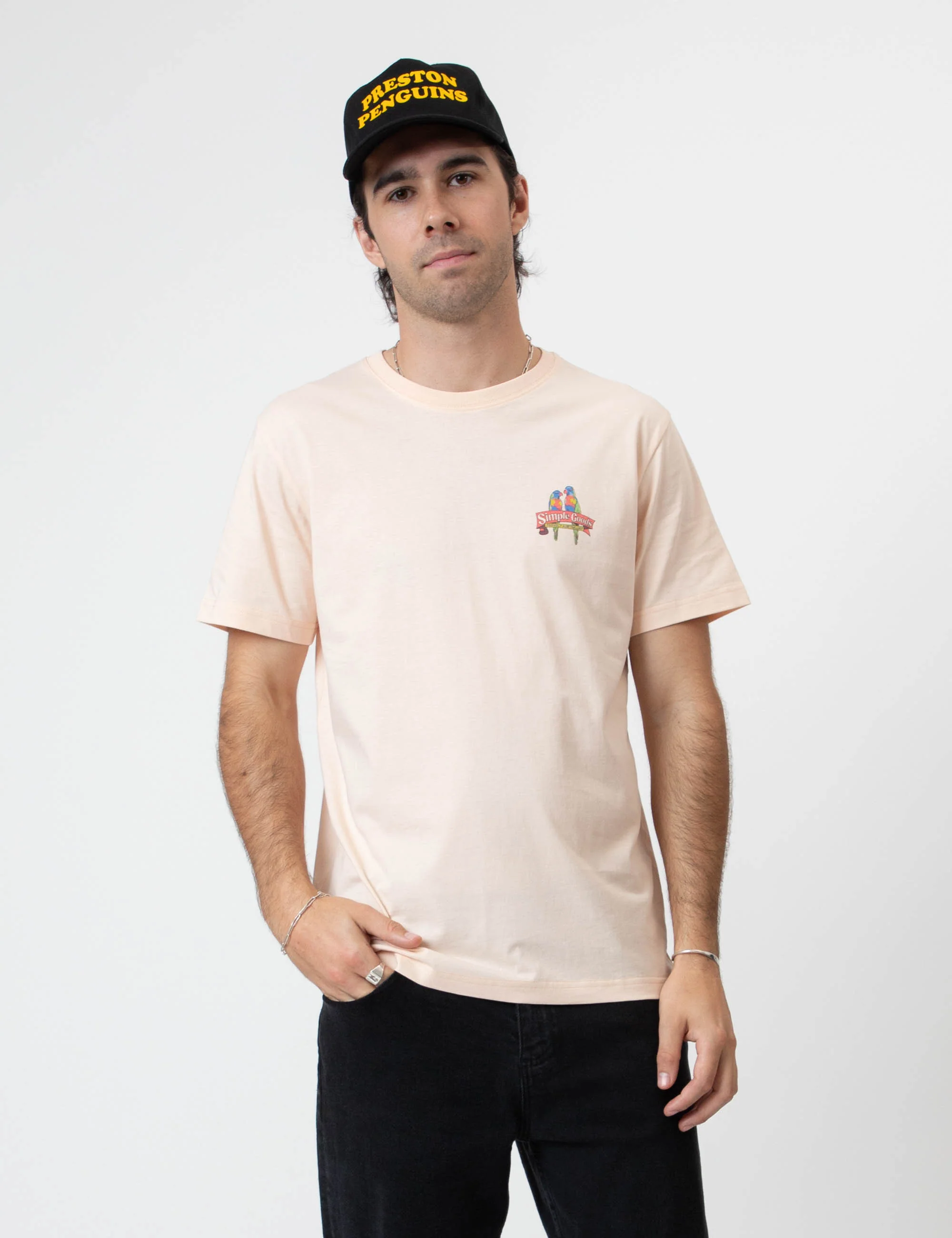 Reginald Organic Print Tee - Rosella Tee Snow Peach - Image 5