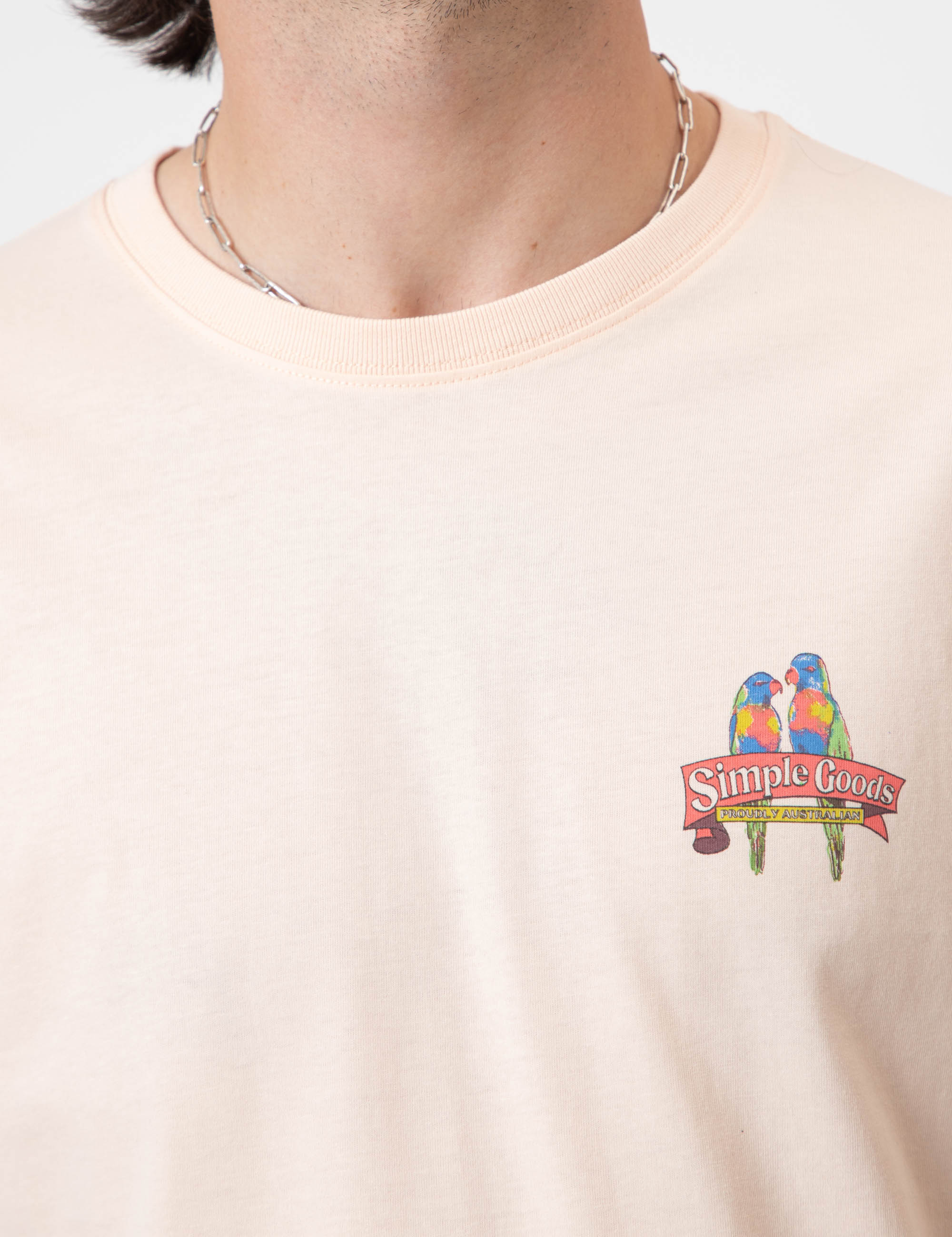 Reginald Organic Print Tee - Rosella Tee Snow Peach - Image 6