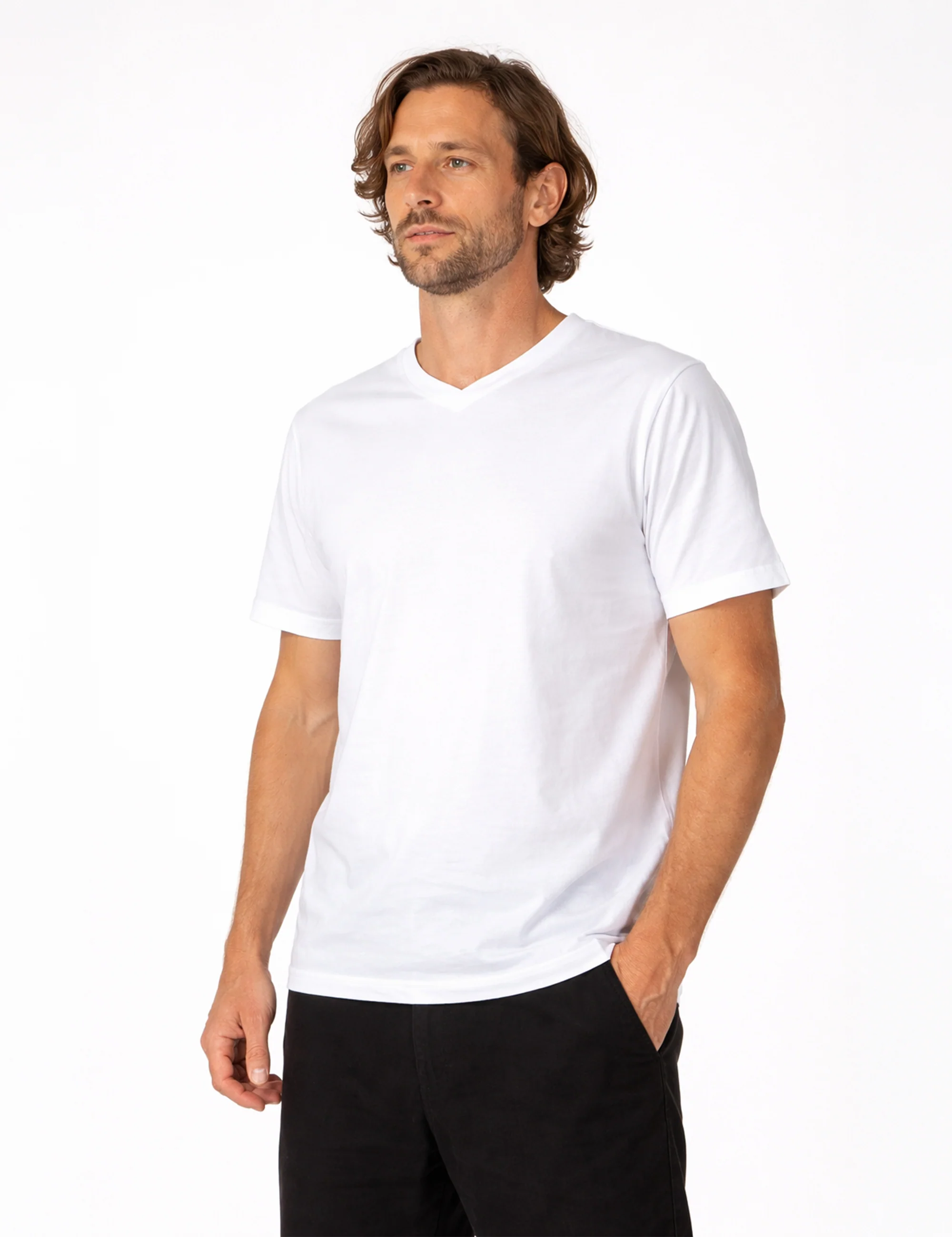 Reginald Organic Vee Tee - White - Image 4