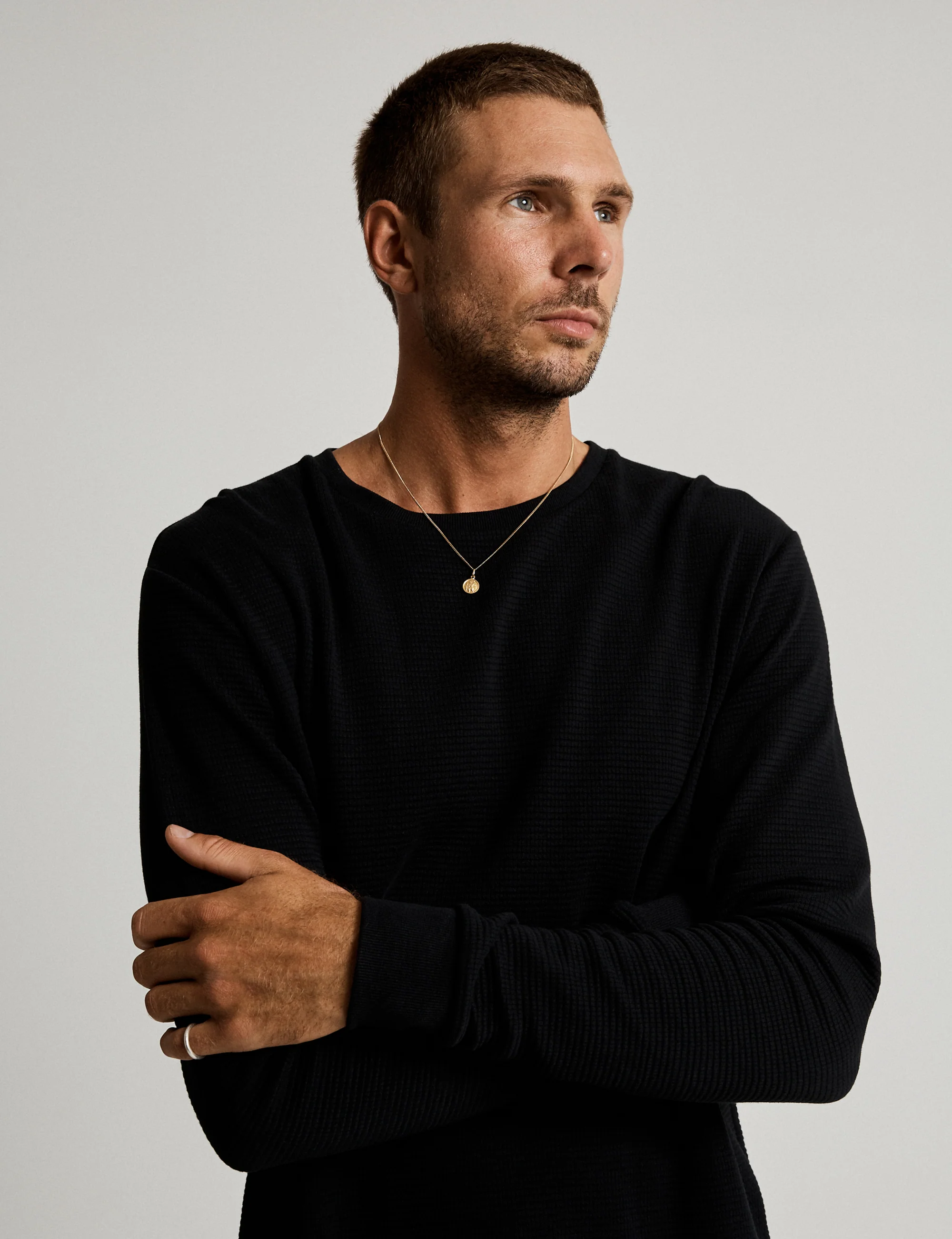 Smith Long Sleeve Waffle - Black - Image 3