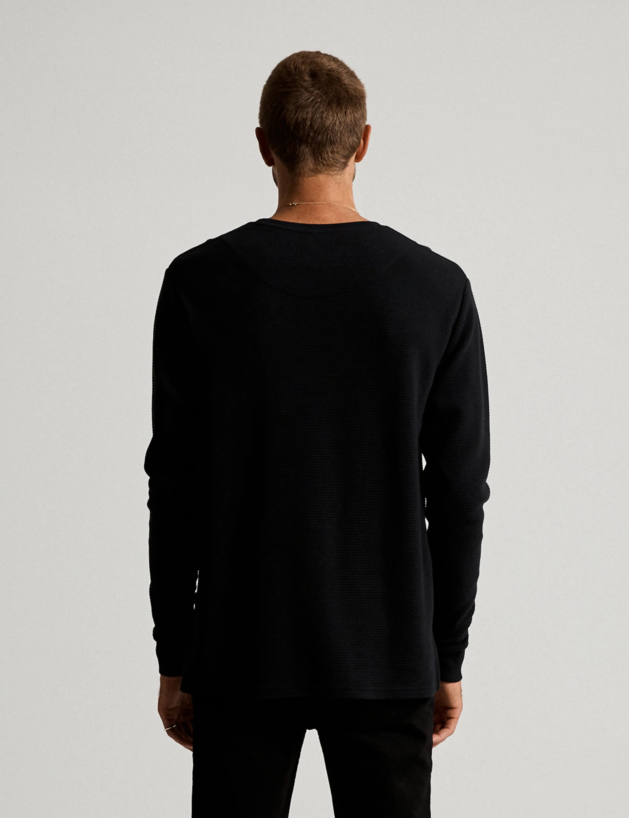 Smith Long Sleeve Waffle - Black - Image 4