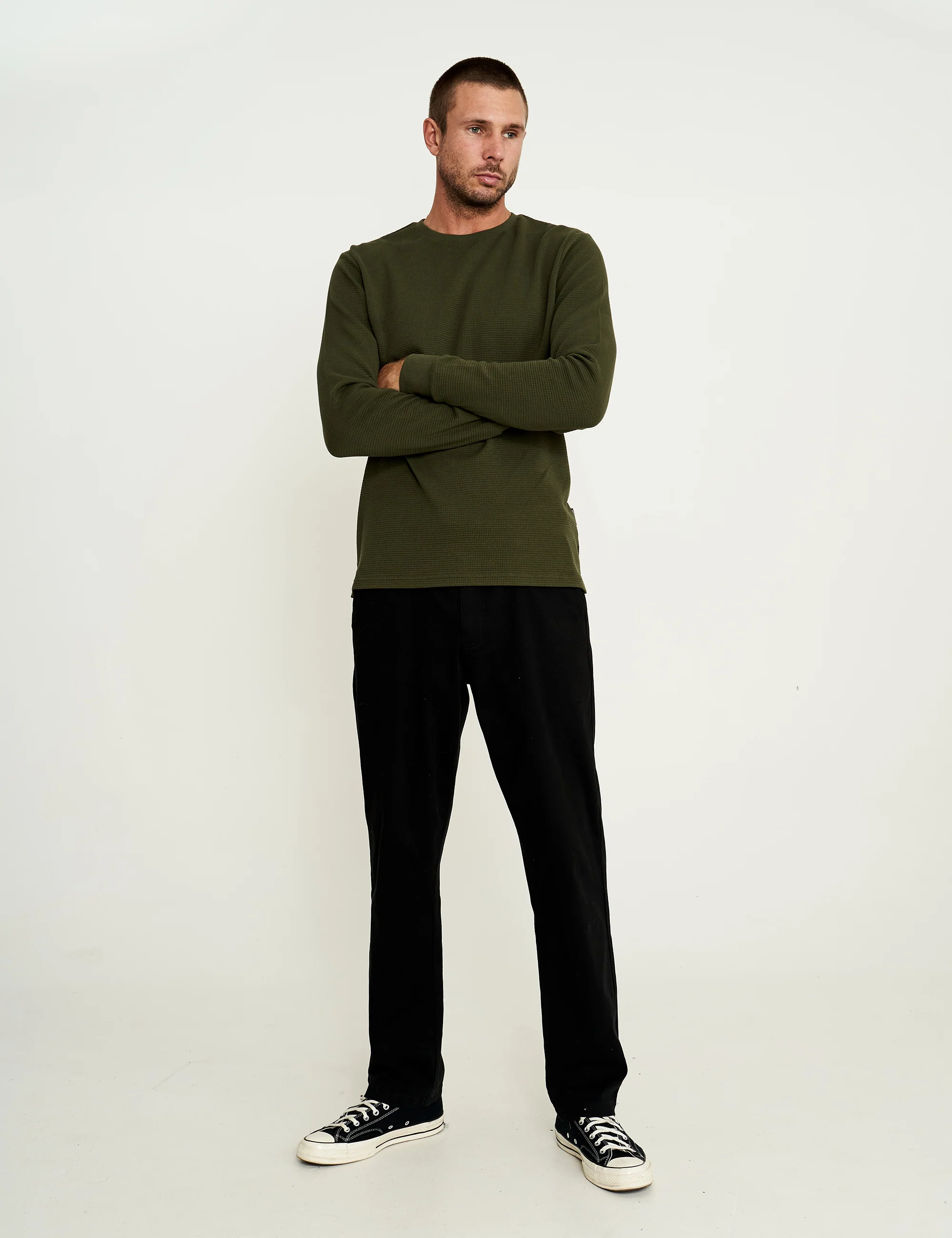 Smith Long Sleeve Waffle - Fatigue - Image 6