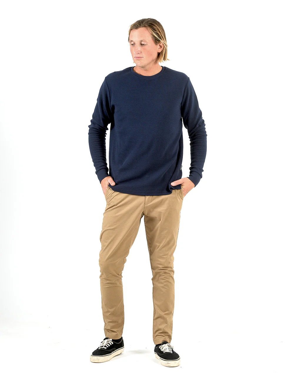 Smith Long Sleeve Waffle - Navy - Image 6