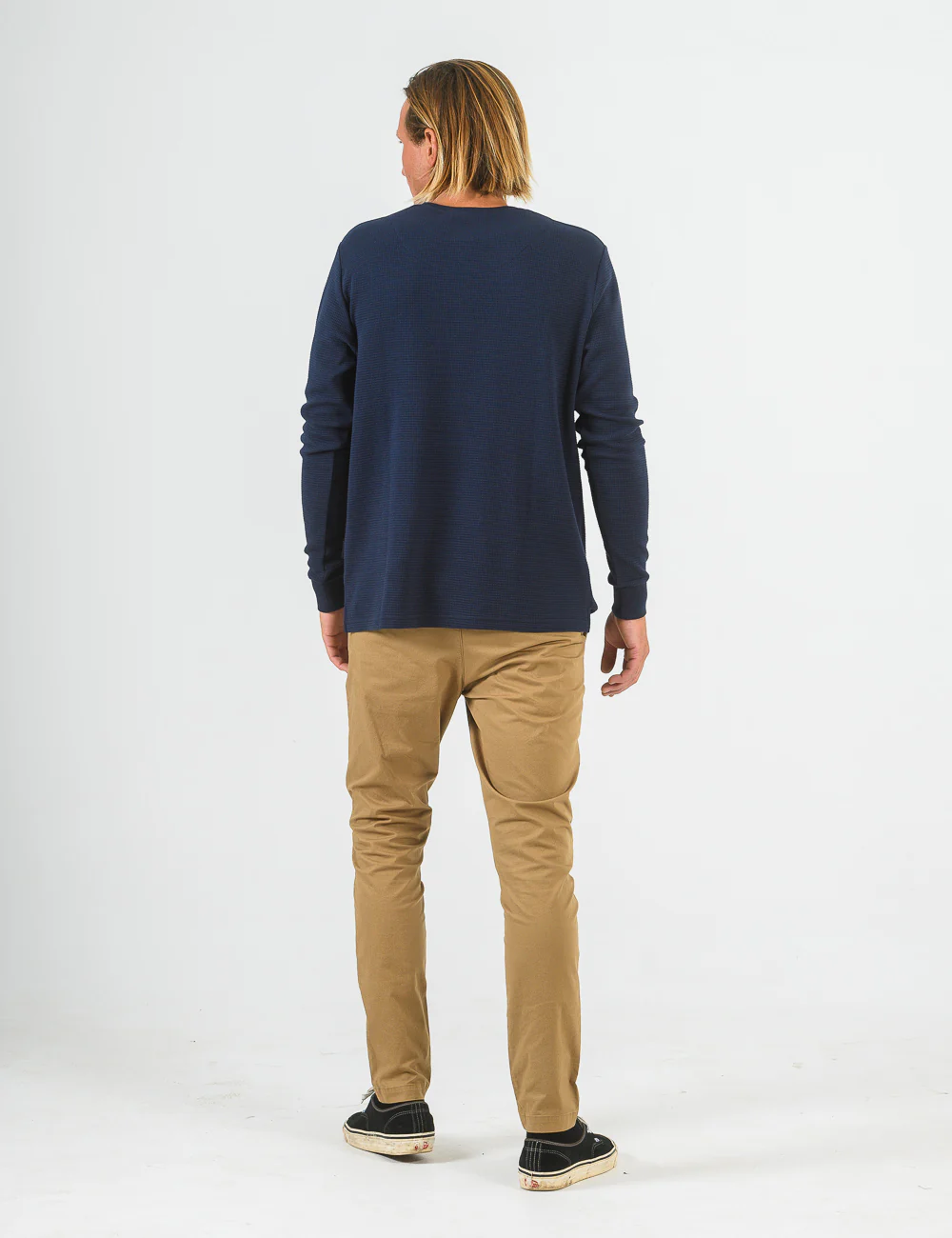 Smith Long Sleeve Waffle - Navy - Image 7