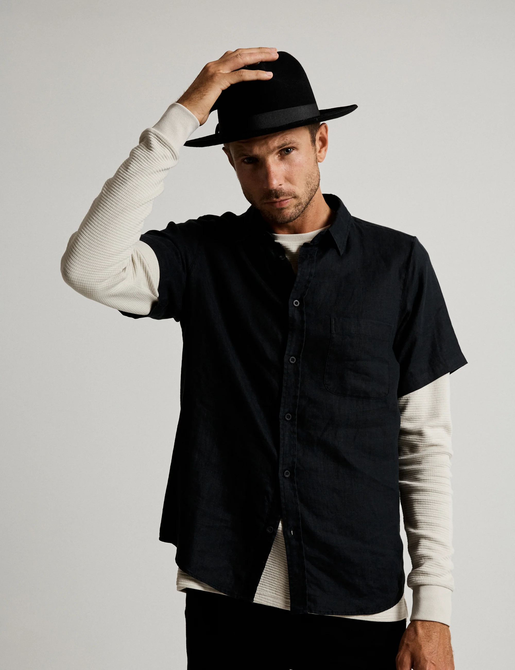 Smith Long Sleeve Waffle - Vintage White - Image 5