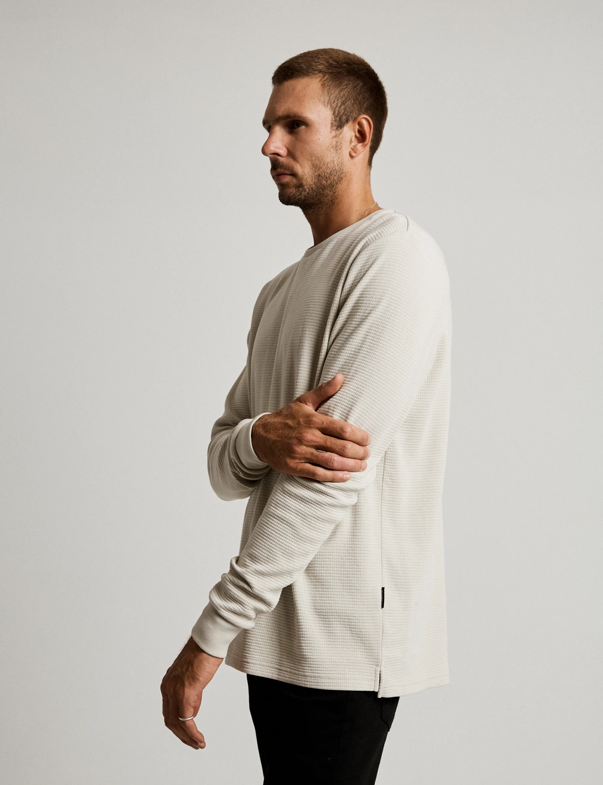 Smith Long Sleeve Waffle - Vintage White - Image 7